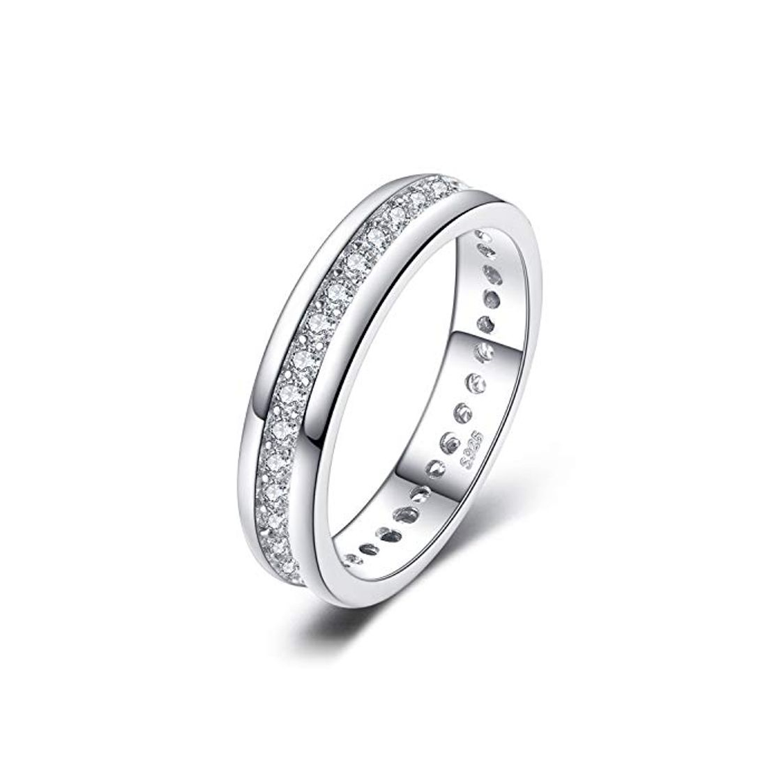 Social JewelryPalace Anillo Conjunto Aniversario y Boda Zirconia Cúbica Canal Banda Eternidad Plata de ley 925 Tamaño 11