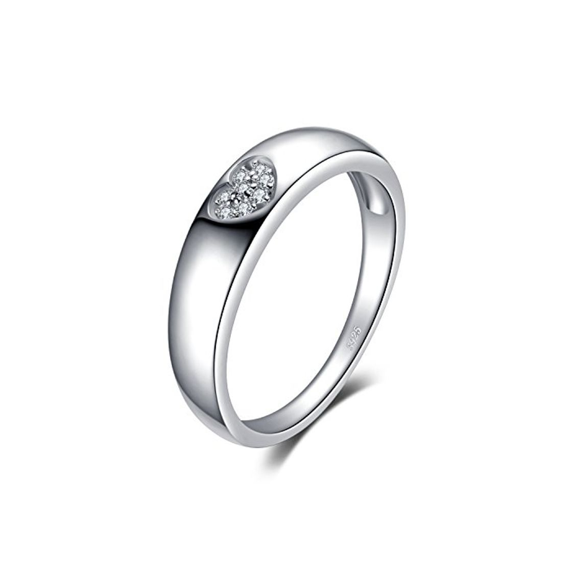 Moda JewelryPalace Anillo elegante en forma de corazón adornado Circonita en Plata de ley 925 Tamaño 11