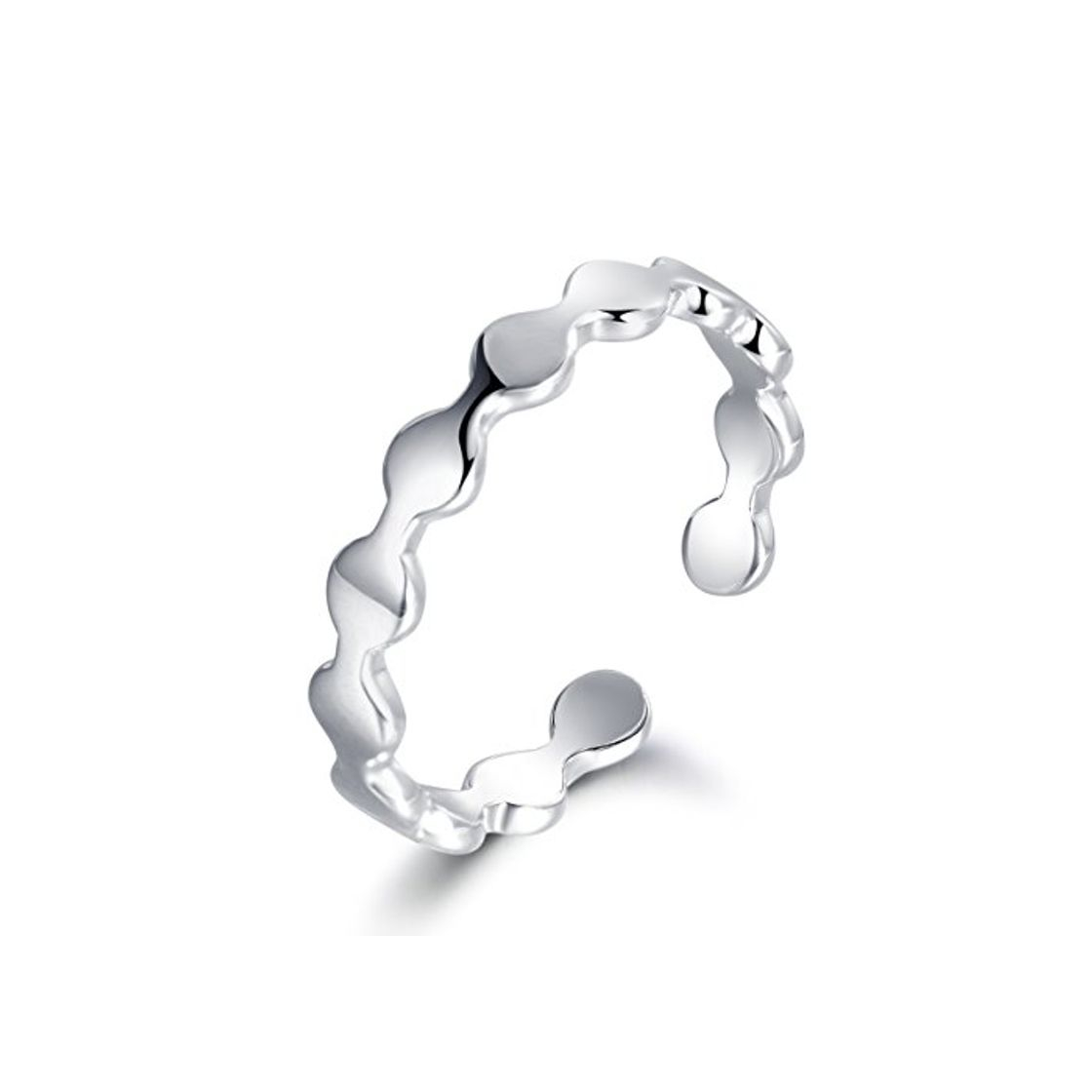 Social LYTOPTOP Anillo abierto de plata de ley S925 clásico simple redondo anillo de dedo pulgar ajustable para mujer