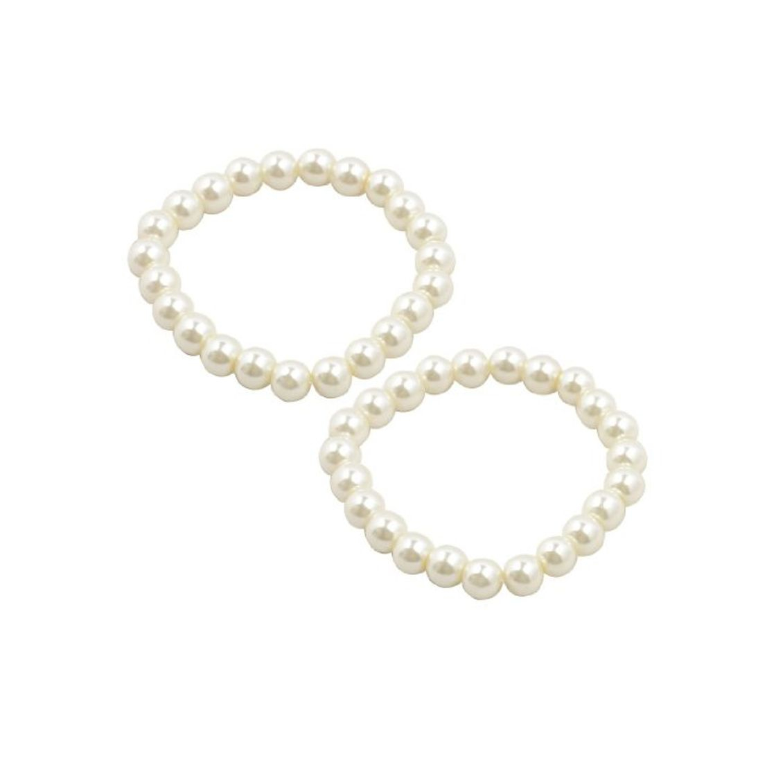 Fashion Gleader 2 x Pulsera Elastica Perla de Imitacion Blanco para Mujer