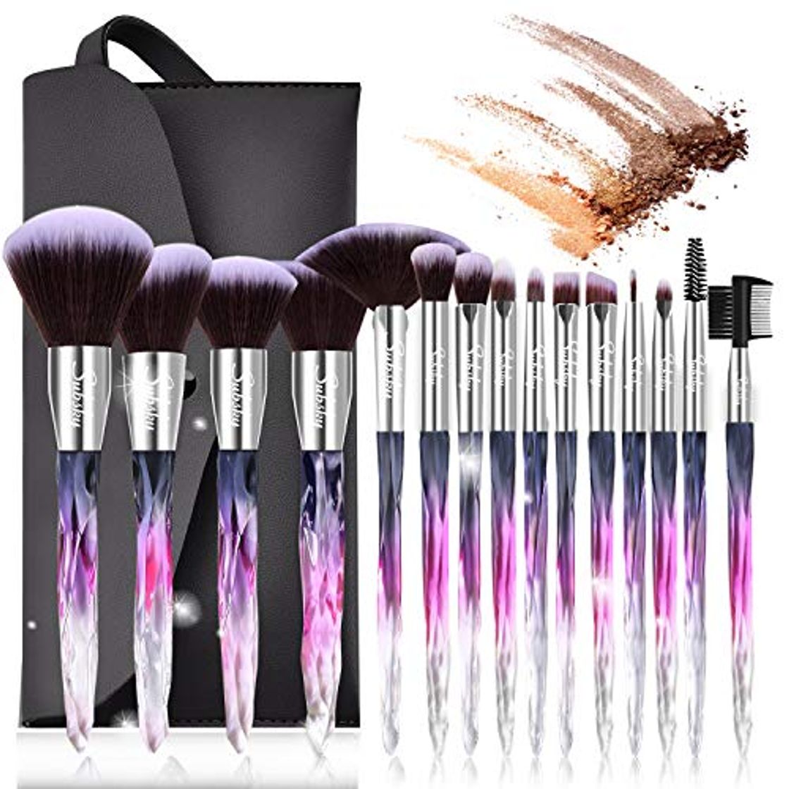 Social Set de brochas de maquillaje profesional Subsky 15 piezas Pinceles de maquillaje Set Premium Synthetic Foundation Brush Blending Face Powder Blush Concealers Kit de pinceles