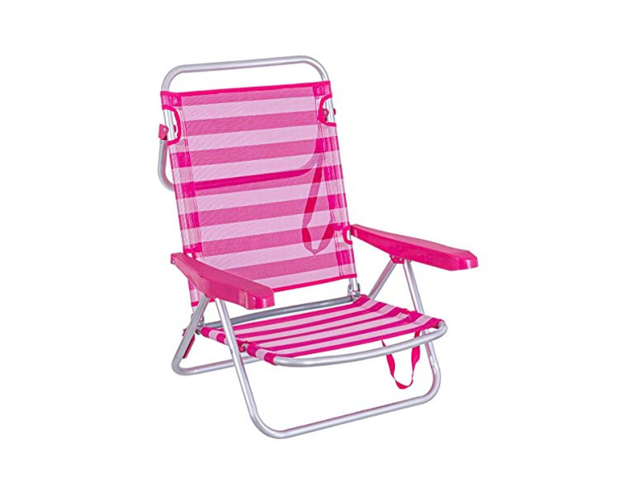 Products LOLAhome Silla de Playa Cama de 4 Posiciones Rosa de Aluminio y