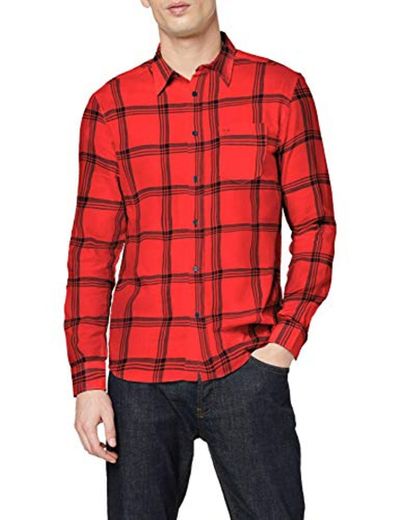 Wrangler LS 1 Pkt Shirt Camisa, Rojo