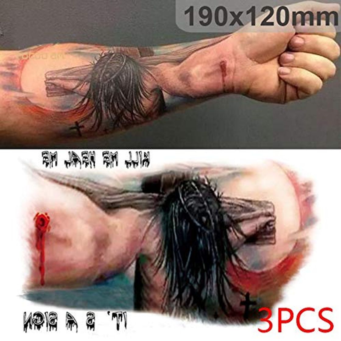 Social YILONG 3pcs Halloween Tatuaggi Croce Gesù