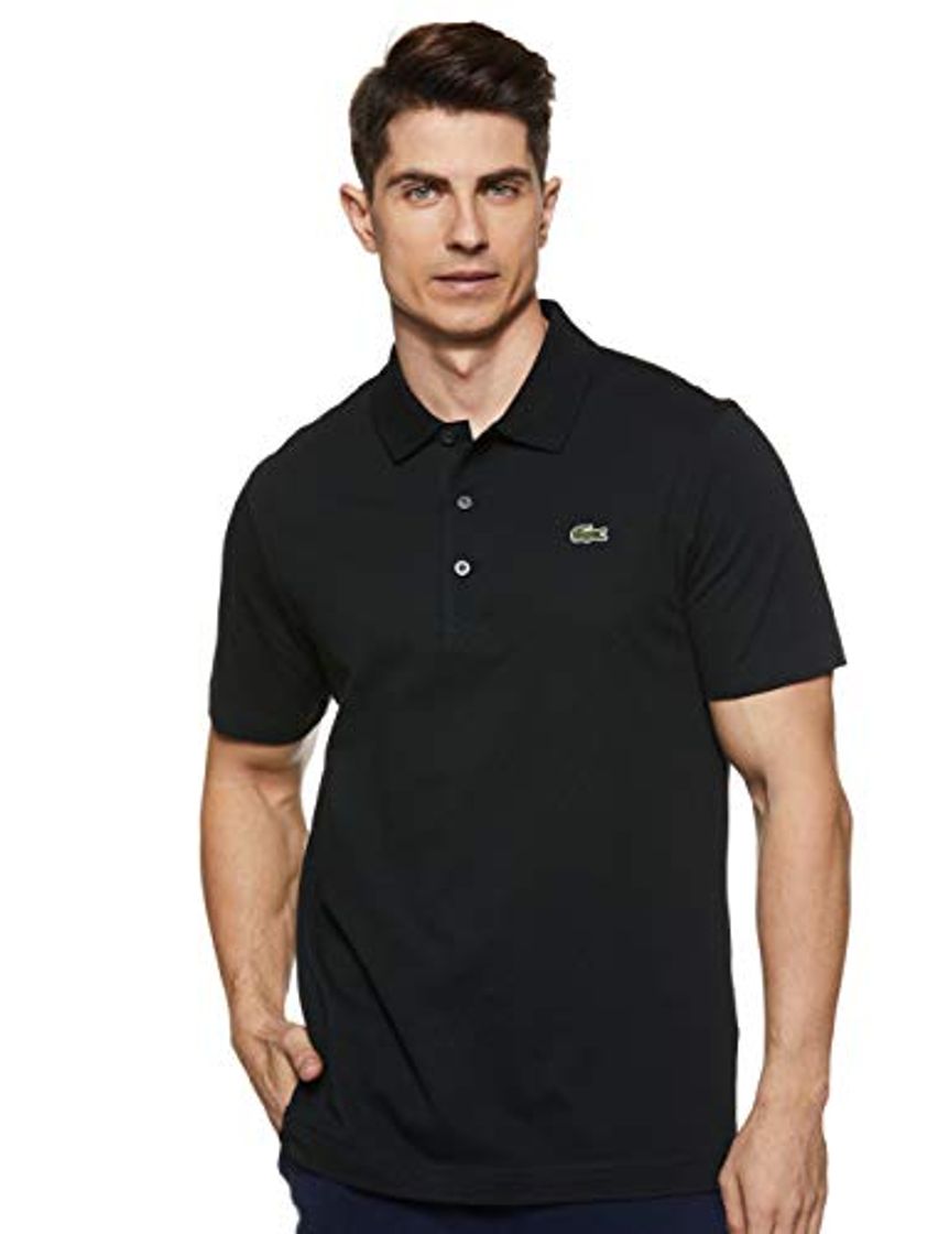 Social Lacoste L1230, Polo de Manga Corta para Hombre, Negro