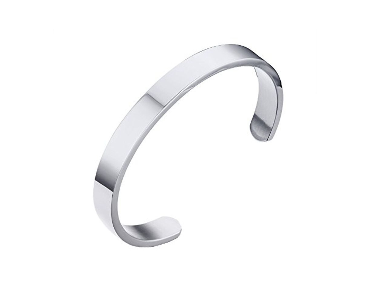 Social PAURO Hombre De Acero Inoxidable De Apertura De Pulsera Lisa para éL