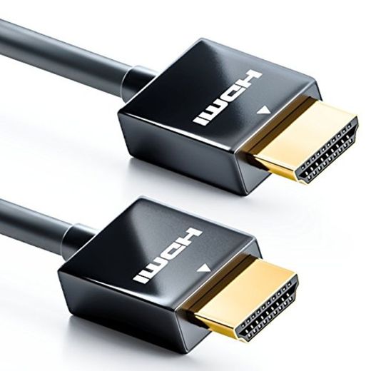 deleyCON 1m Cable HDMI Slim de Alta Velocidad con Ethernet