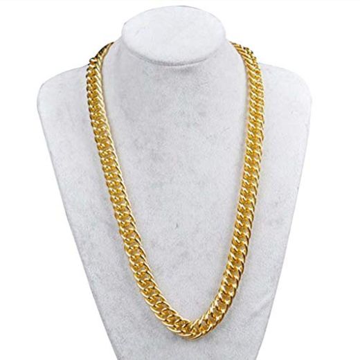 smallJUN Joyas Hombres Solid Filled Curb Link Chain Punk Statement Mujeres Gold Chain Neckl Gold