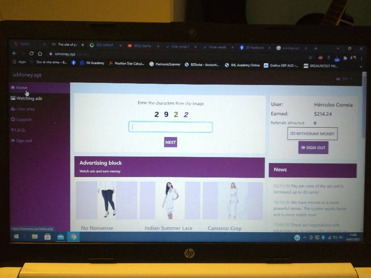 Este site paga para assistir anúncios.Só adirir na referênci