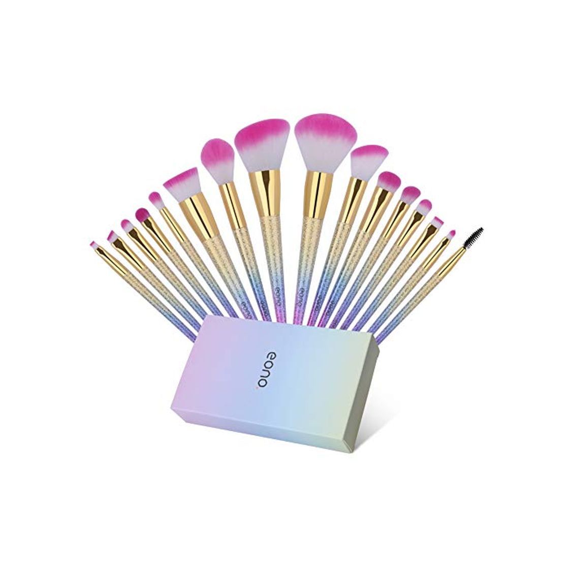 Social Eono Essentials Brochas de Maquillaje 16 piezas Professional Fantasy Vegan Foundation Polvo