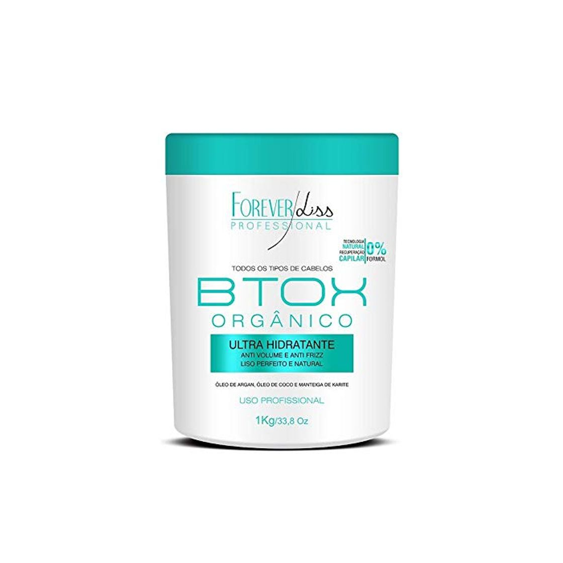 Social Btox Forever Liss Zero - Mascarilla para el cabello orgánico con antiencrespamiento