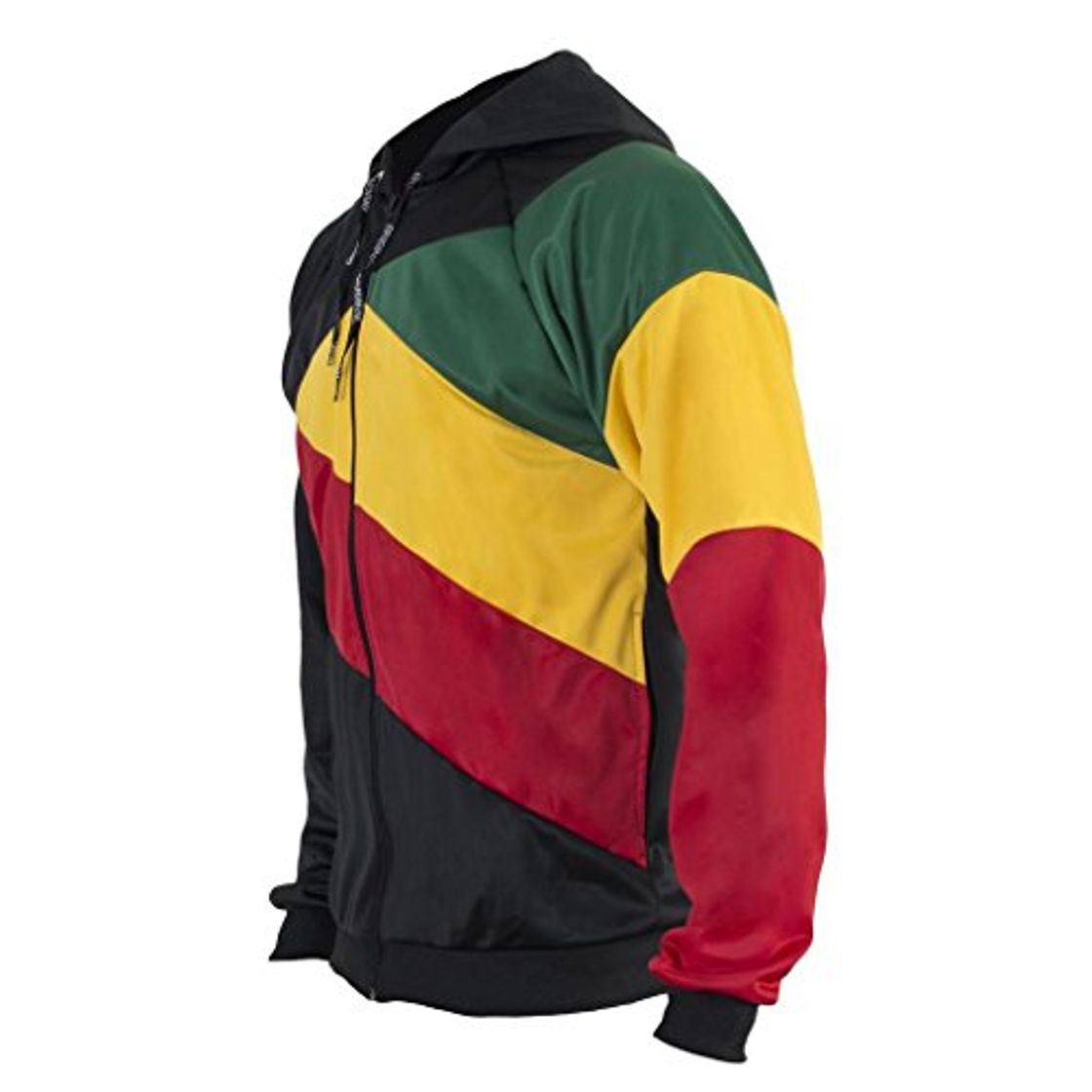 Fashion JL Sport Jamaicano Reggae 3 Colores Chaqueta Capucha con Capucha con Cremallera a Rayas Chándal Jumper Hombres Top