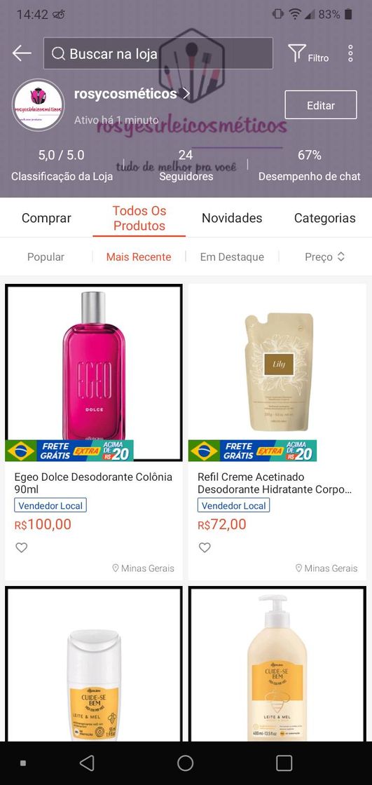 Minha lojinha na shopee