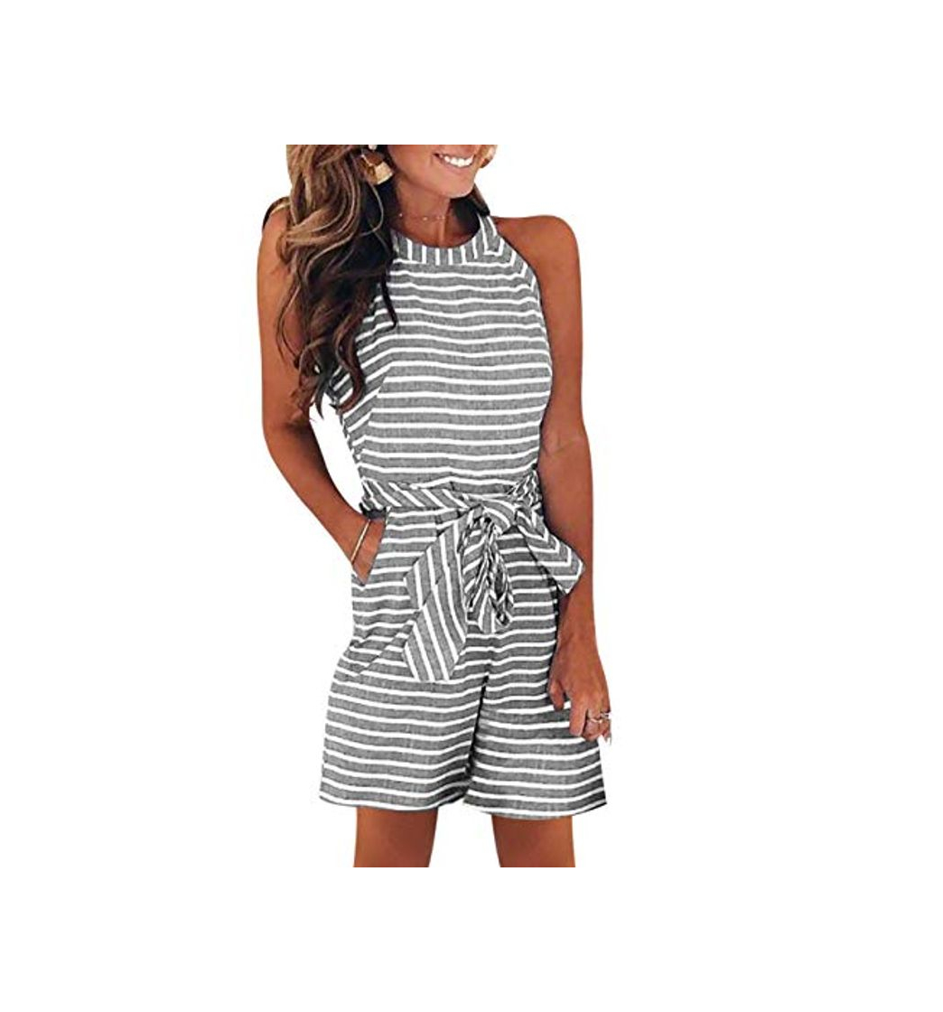 Social FeelinGirl Mono Corto Mujer Verano Casual Hombros Descubierto sin Manga Piernas Anchas Negro Corto M