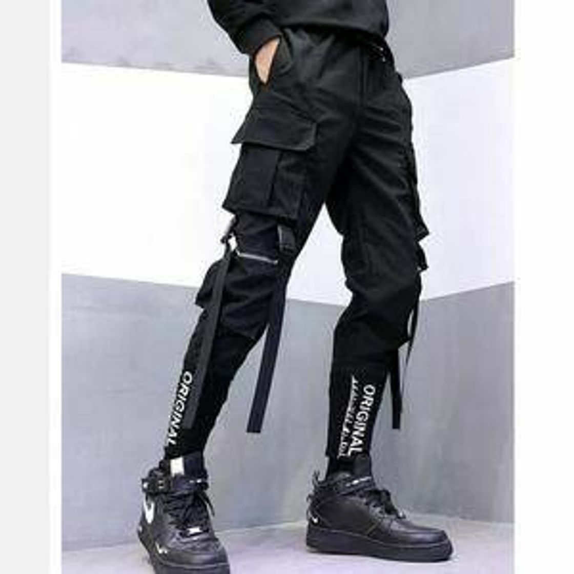 Fashion Calça jogger preta swag masculina