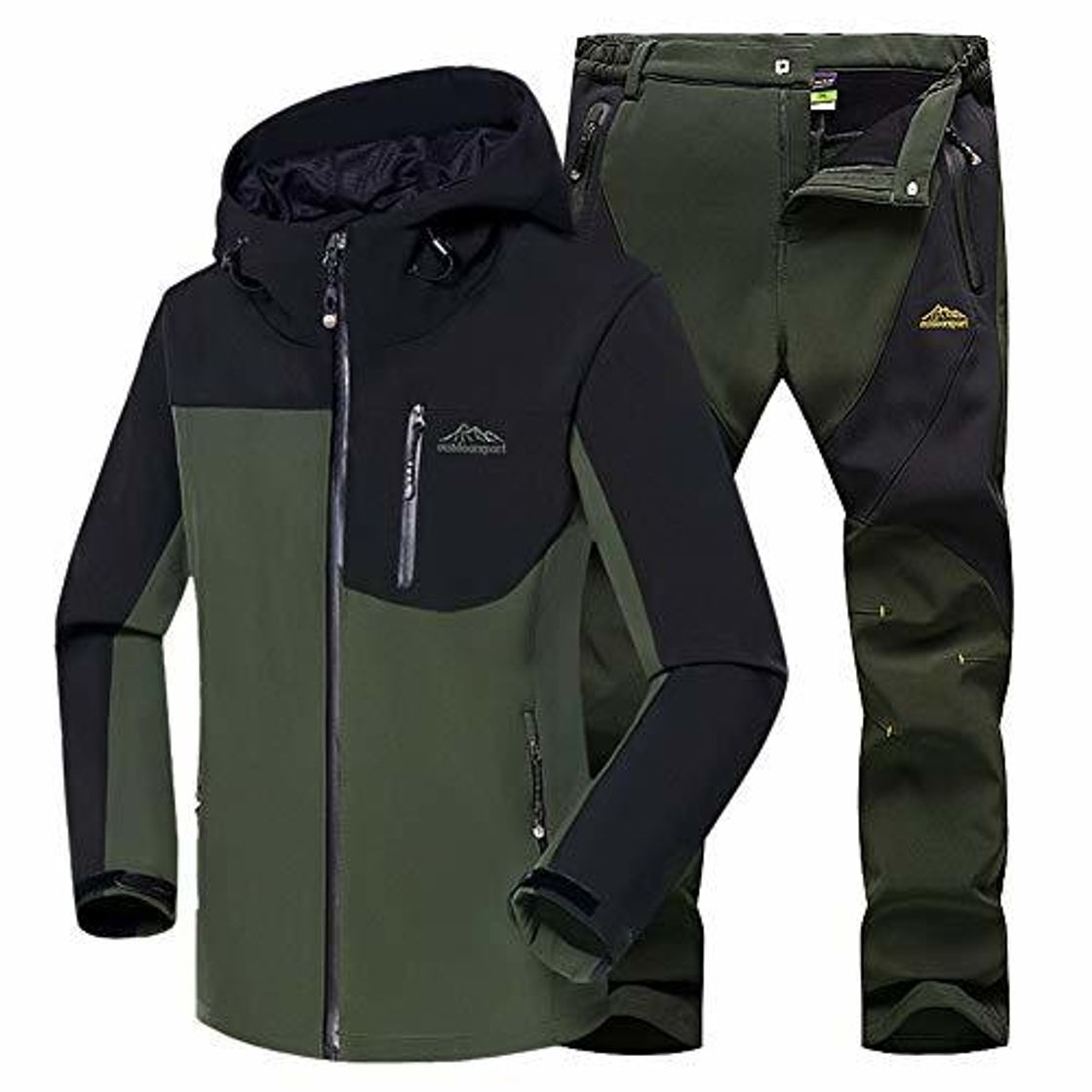 Lugar WANPUL Chaqueta Softshell Hombre Pantalon Softshell Conjunto Outdoor Transpirables Chaqueta Montaña Pantalones