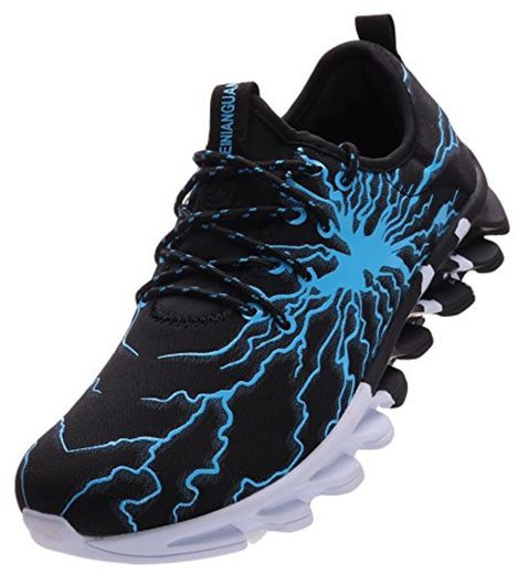 BRONAX Zapatos para Correr en Montaña y Asfalto Aire Libre y Deportes Zapatillas de Running Padel para Hombre Negro Azul 42