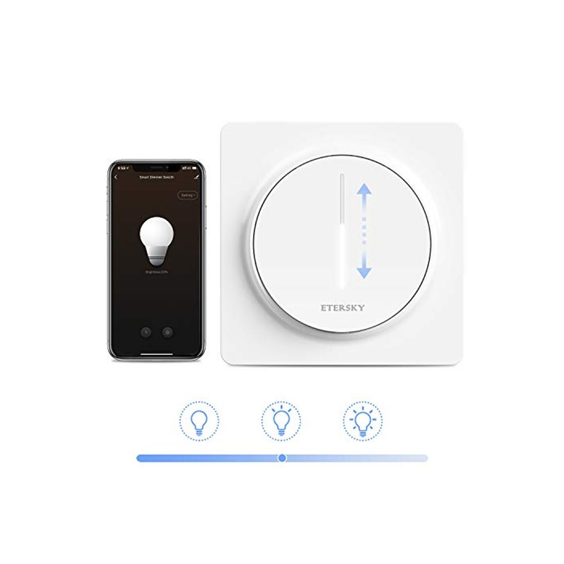 Product Alexa Interruptor Regulador de luz WiFi, Etersky Stepless Dimmer Inteligente de Pared