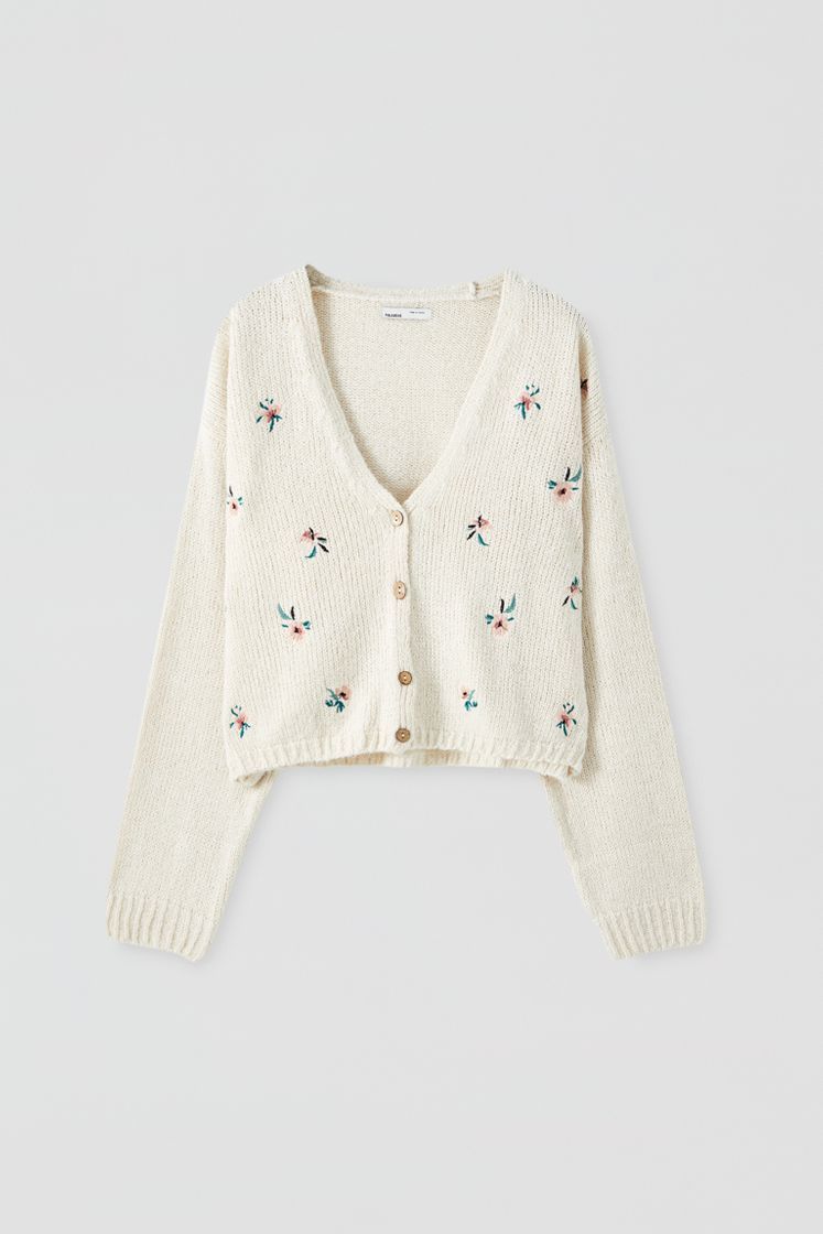 Moda Chaqueta punto flores bordadas - PULL&BEAR