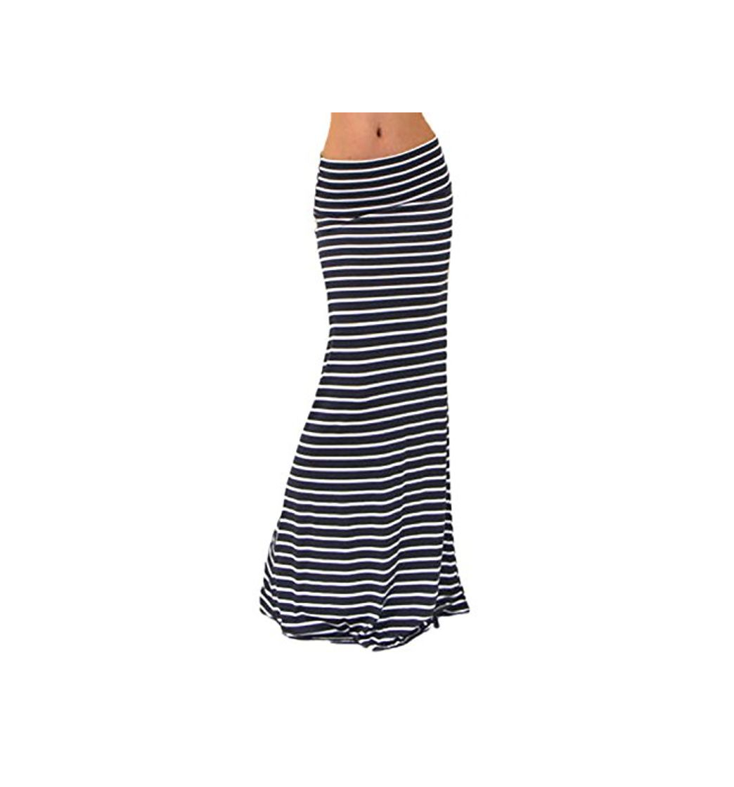 Producto Las Mujeres De Verano Cintura Alta Falda Rayas Largo Maxi Beach Black