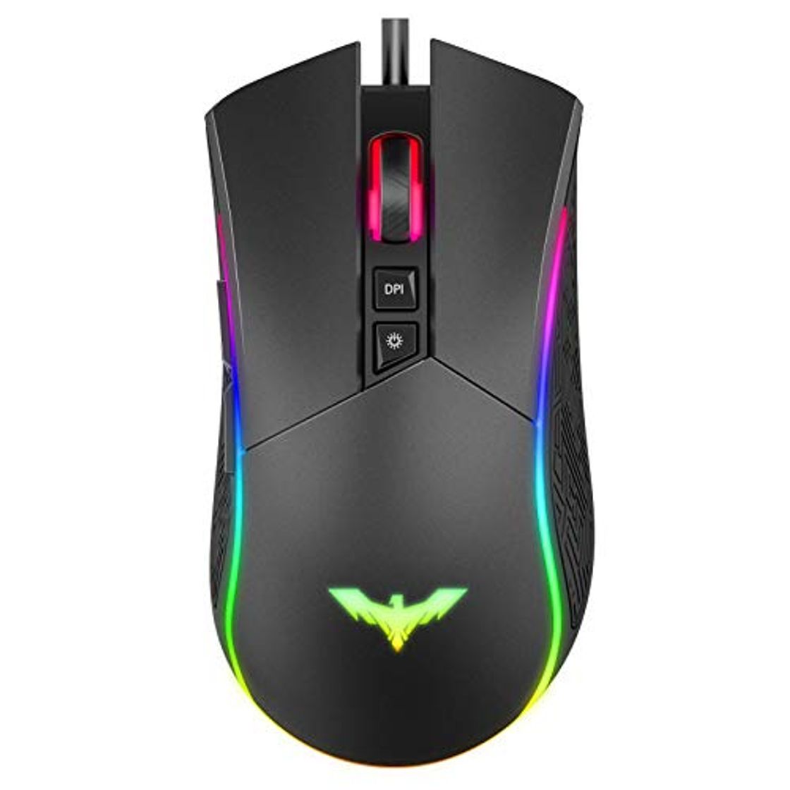 Social havit Ratón Gaming 7 Botones Mouse Gaming programables Iluminación RGB [800-1600-2400-4800] para