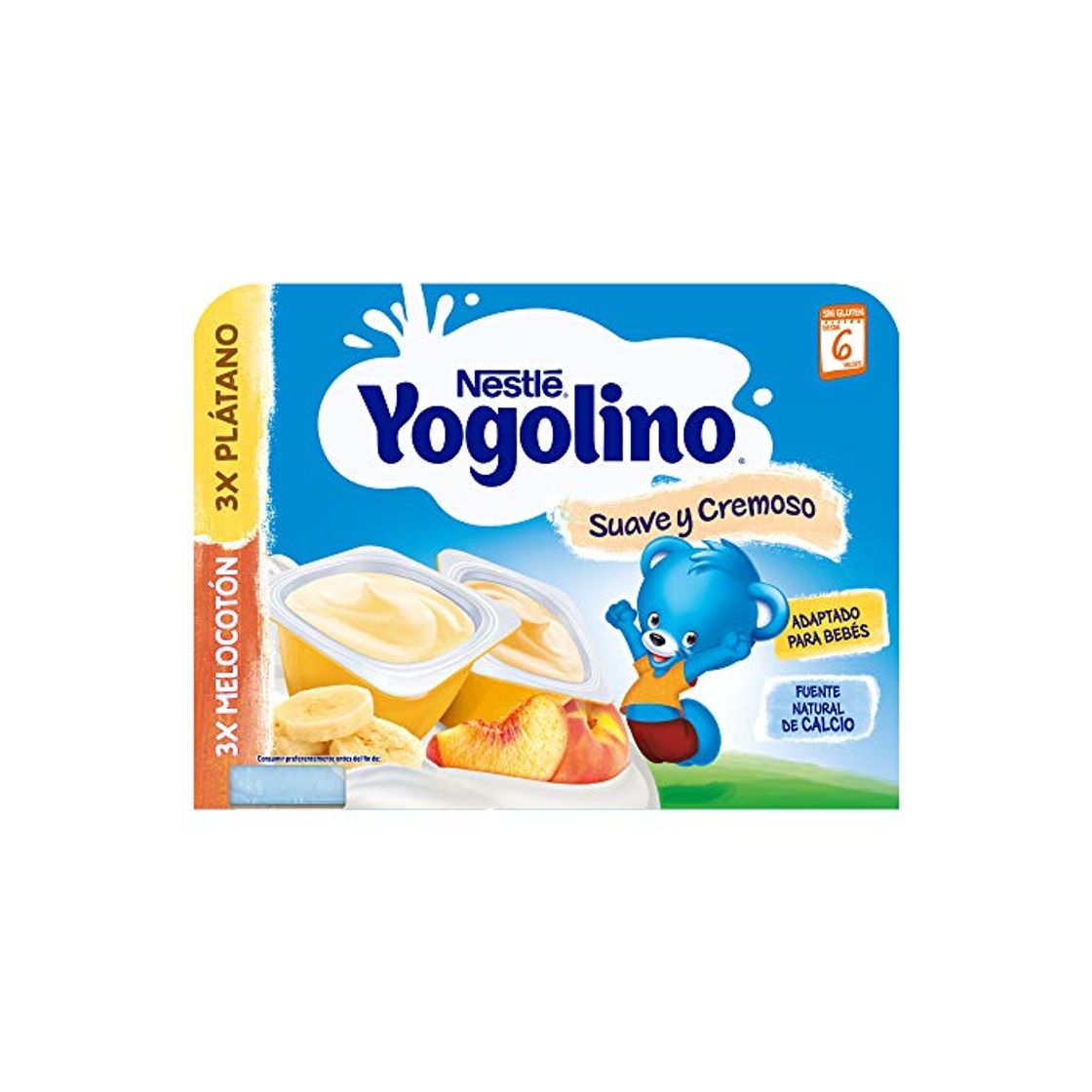 Productos Nestlé iogolino Postre Lácteo Suave y Cremoso con Sabor Plátano y Melocotón