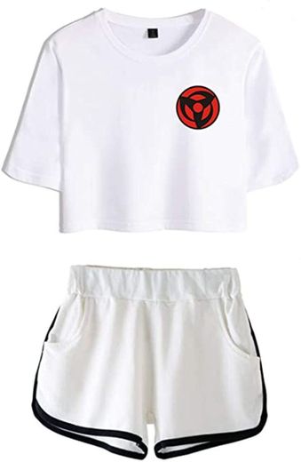 JOAYIN Mujer Naruto Camiseta y Pantalones Cortos de Impresión 3D Conjuntos Deportivos