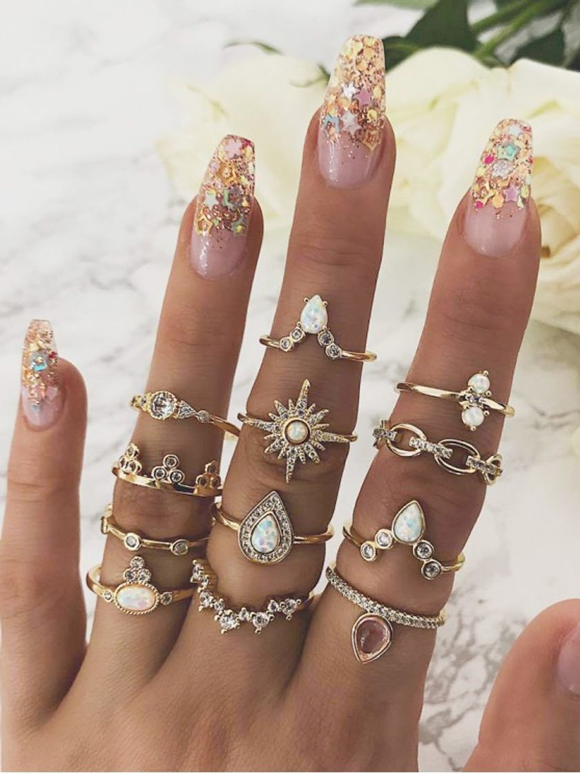 12 piezas Juego Anillos Lágrima - Oro