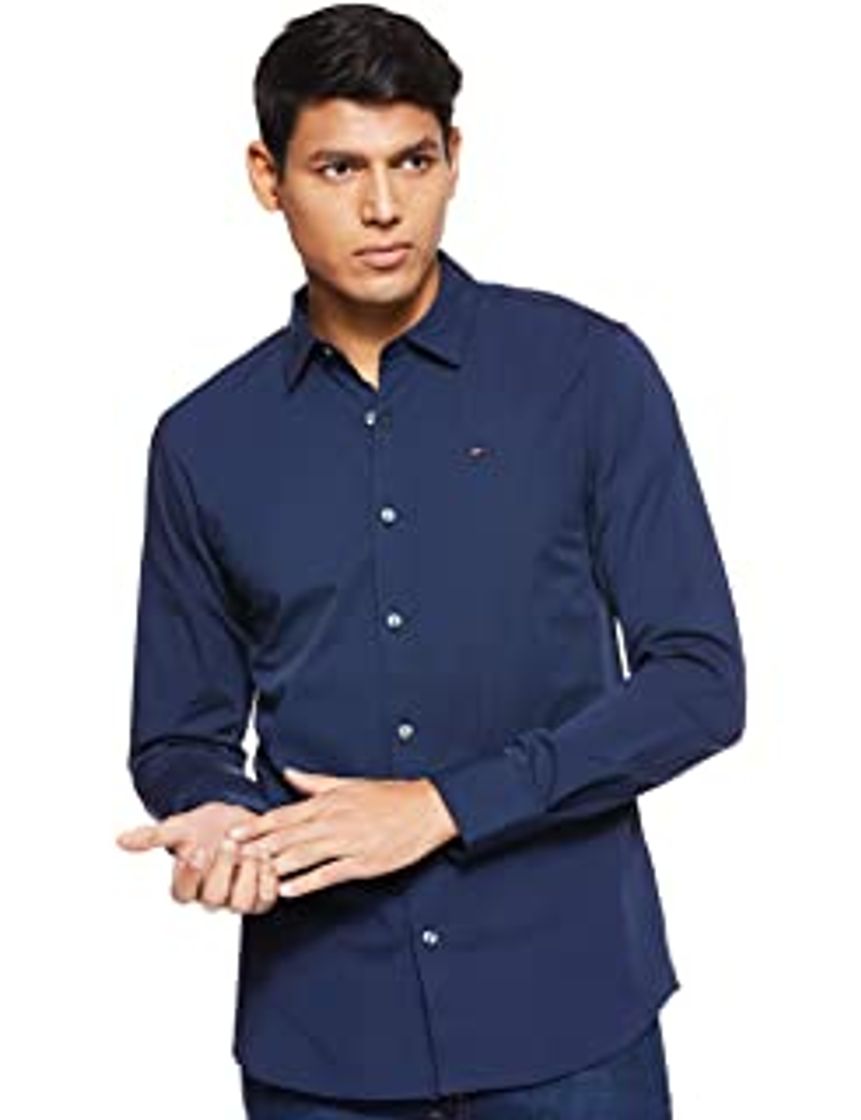 Social Tommy Hilfiger Core Stretch Slim Poplin Shirt Camisa, Blanco