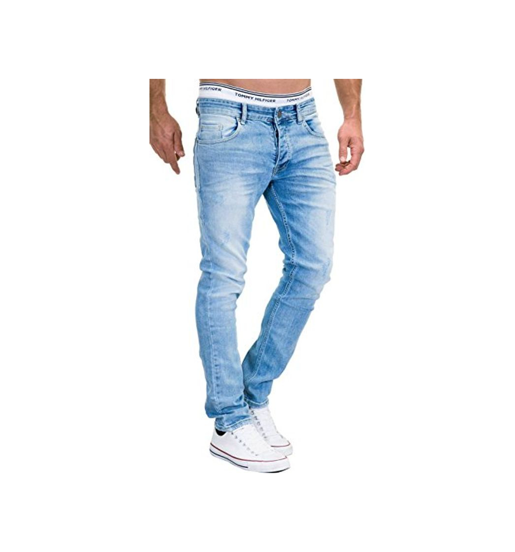 Social MERISH 9148-2100 - Pantalones Vaqueros Ajustados para Hombre 9148 Azul Claro
