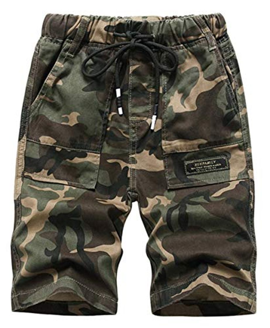 Moda Idgreatim Pantalones cortos de camuflaje militar con estampado de camuflaje para niños,