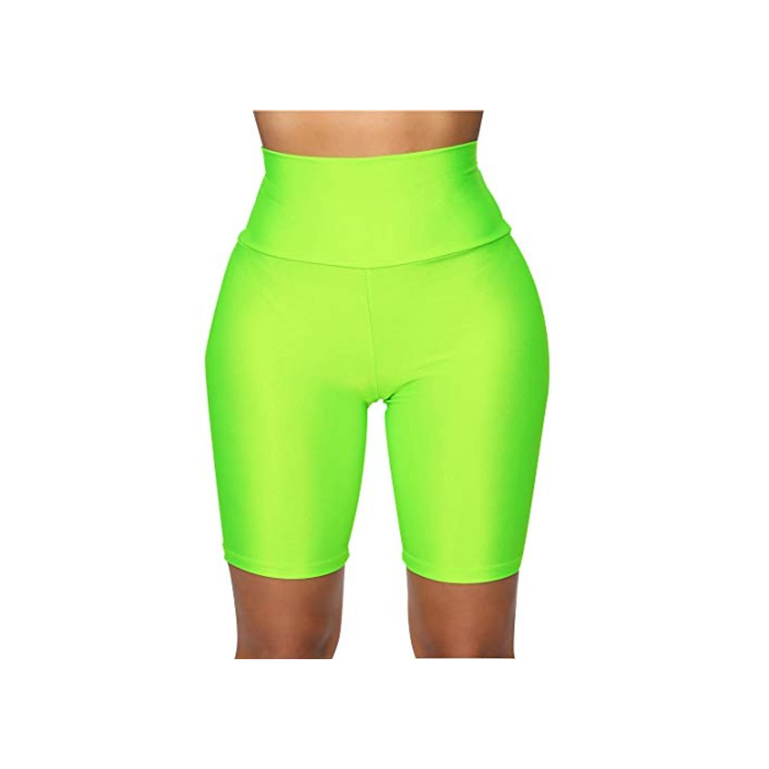 Social FeMereina Mujer Pantalones Cortos de Motociclista Elásticos Ajustados, Neón Brillante de Cintura
