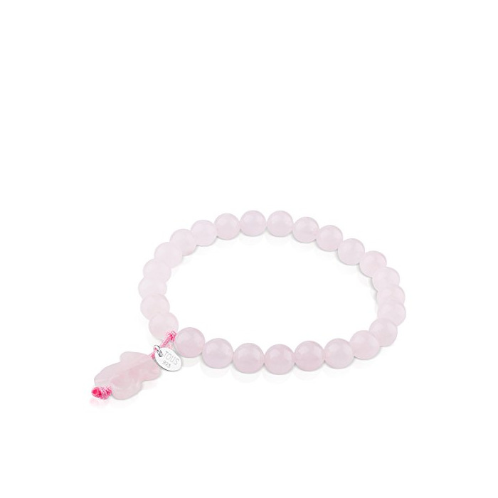 Fashion TOUS Pulsera ajustable de mujer de cuarzo rosa y placa de plata