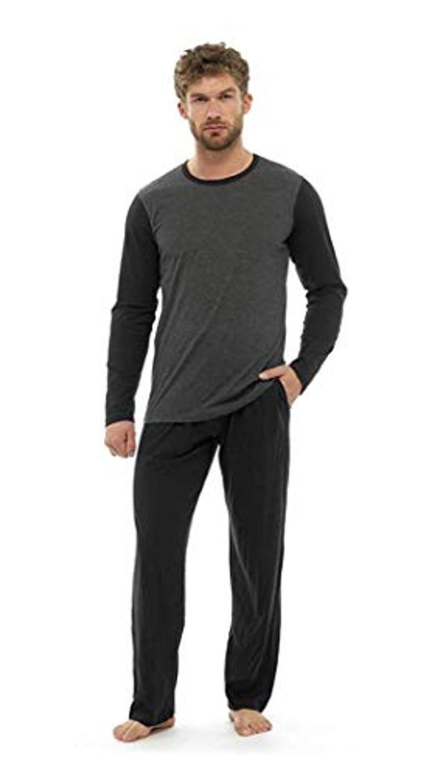 Place Pijama Hombre Invierno Sudadera Gimnasio 100% Algodón Mangas Largas Set Suave Cómodo