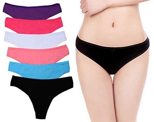 ABClothing Womens Cotton 6 Pack Tangas G