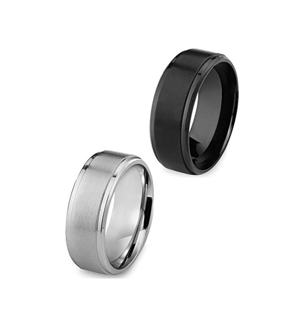 Social Besteel 2Piezas Acero Inoxidable Anillo para Hombre Mujer Pareja Aro Compromiso Boda