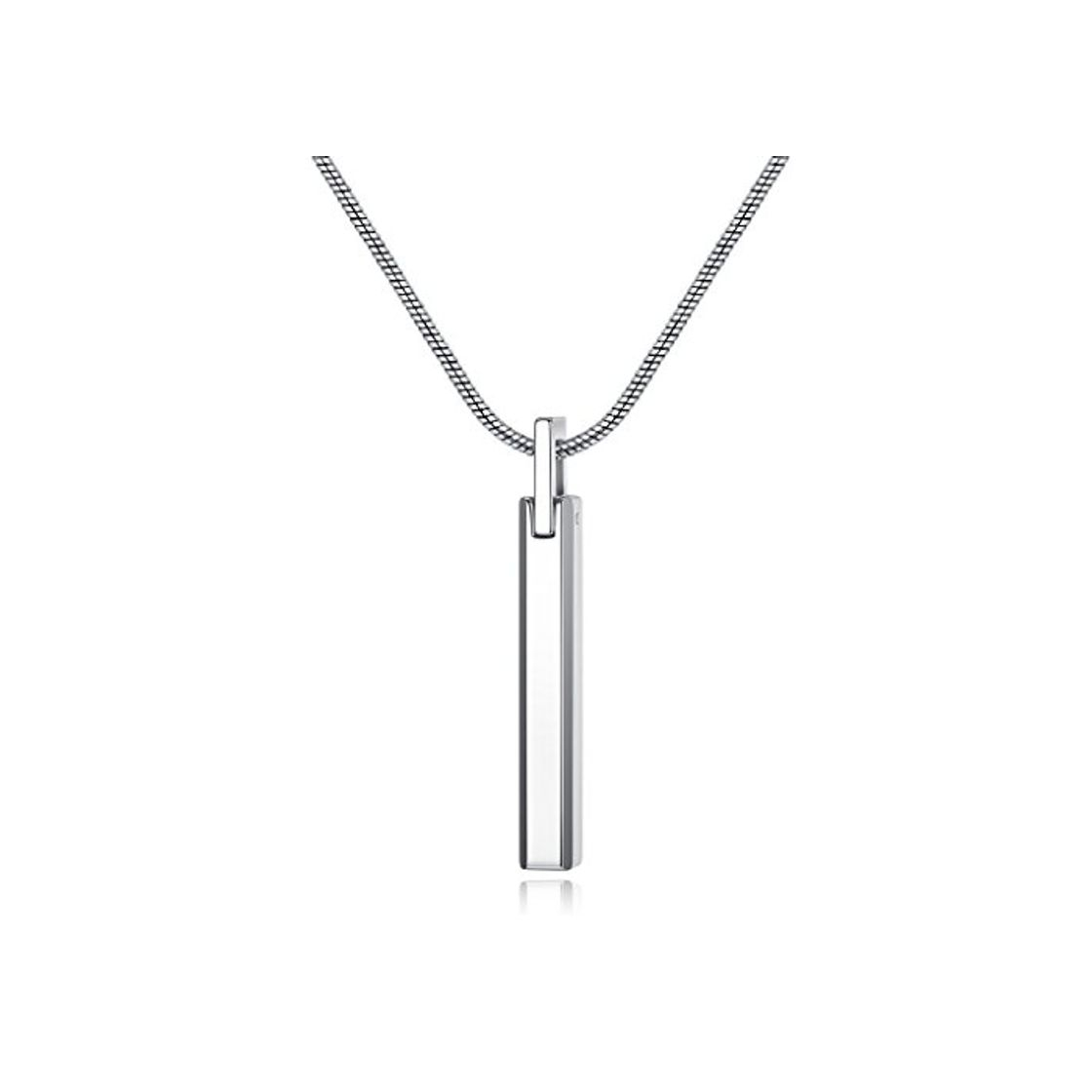 Social COAI® Collar de Colgante de Barra Cuadrada de Tungsteno Simple para Hombre 55cm