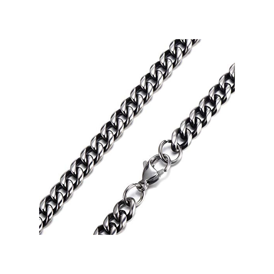 Social DonDon Collar para Hombre Resistente Plateado-Negro Acero Inoxidable Longitud 52 cm -