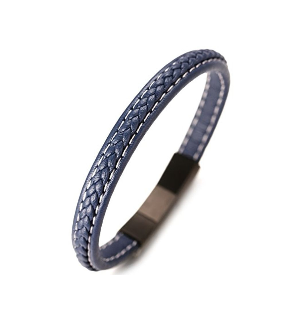 Social Halukakah ● Jazz ● Pulsera Hombre Cuero Genuina Azul Hecho a Mano