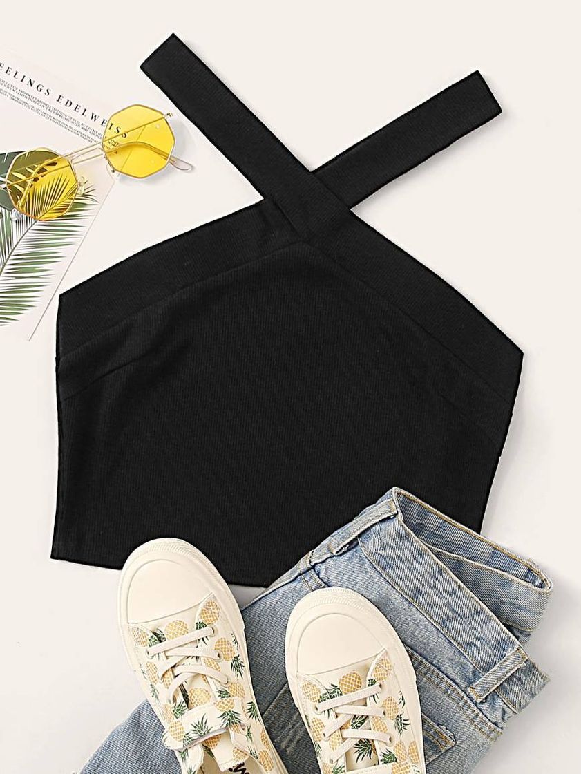 Camiseta top negra fiesta