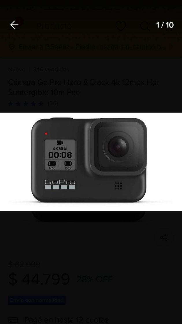 Fashion Cámara Go Pro Hero 8 Black 4k 12mpx Hdr Sumergible 10m Pce ...