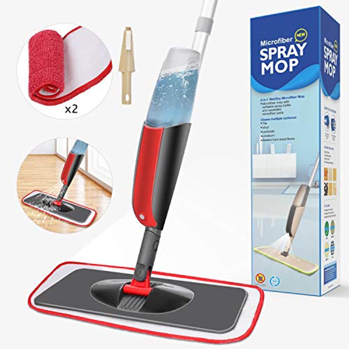 Social Aiglam Spray Mop, Mopa con pulverizador Limpiador de Ventanas y Escoba Barredora