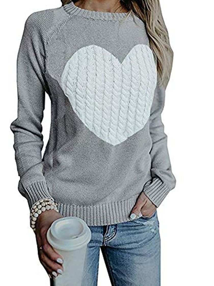 Fashion Mujer sudaderas Básico Punto Suéter de Moda O-Cuello Otoño Invierno Oversize Jerseys