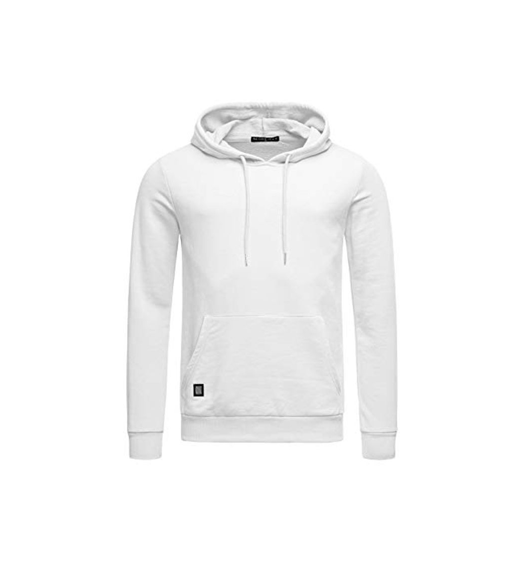 Social Red Bridge Sudadera Unicolor con Capucha de algodón para Hombre Blanco