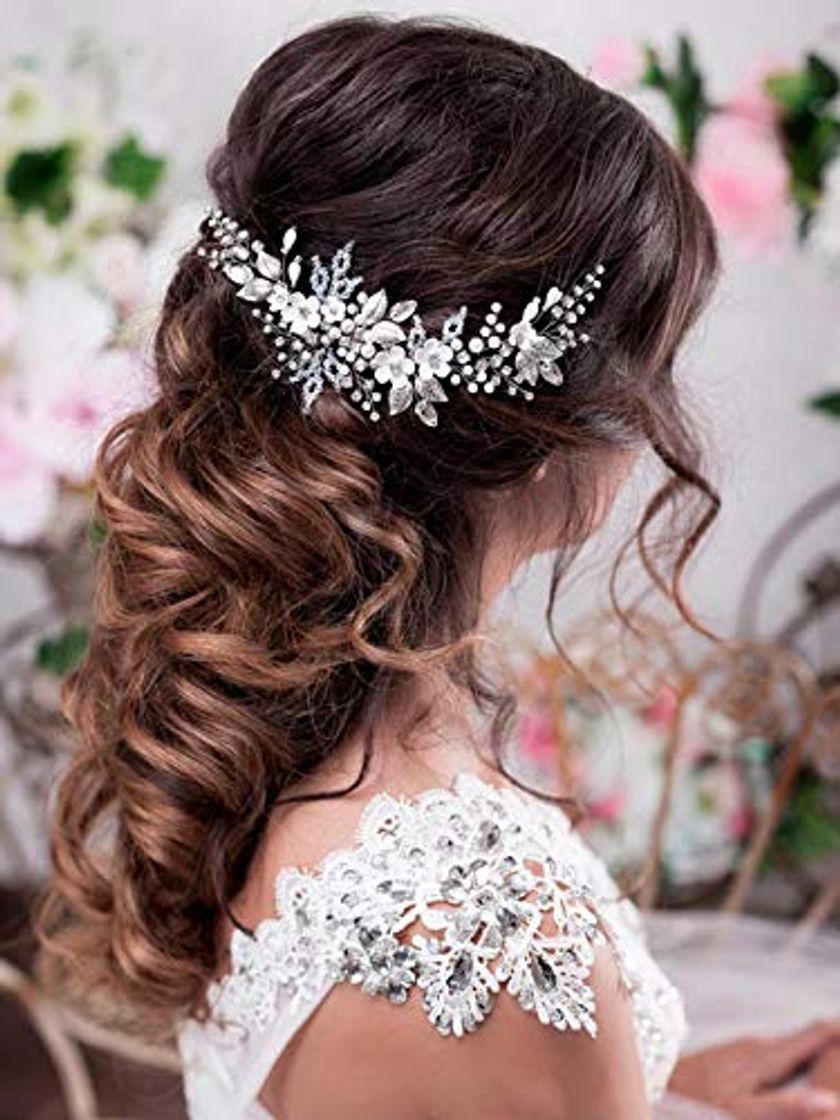 Social Zoestar Flower Wedding Hair Vine Crystal Pearl Diademas Nupcial Hoja Accesorios para
