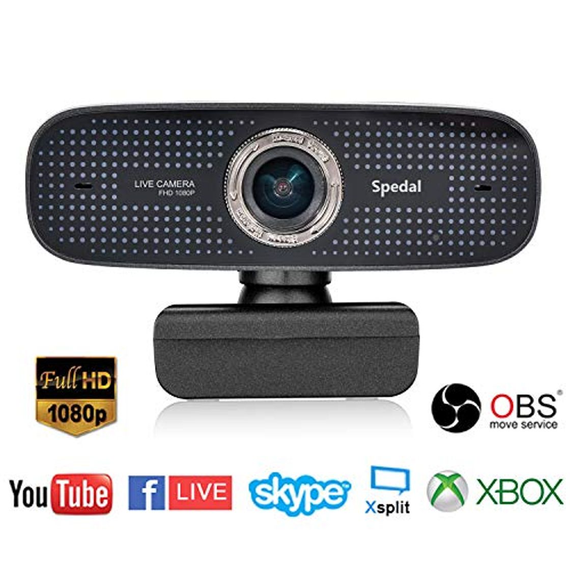 Productos Spedal Webcam 1080p, Streaming Cámara Web con Micrófono, USB Webcam para Xbox