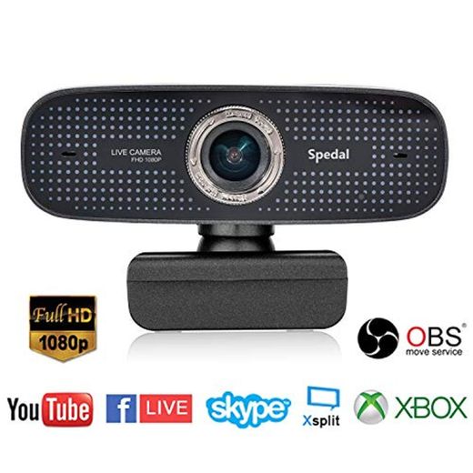 Spedal Webcam 1080p, Streaming Cámara Web con Micrófono, USB Webcam para Xbox
