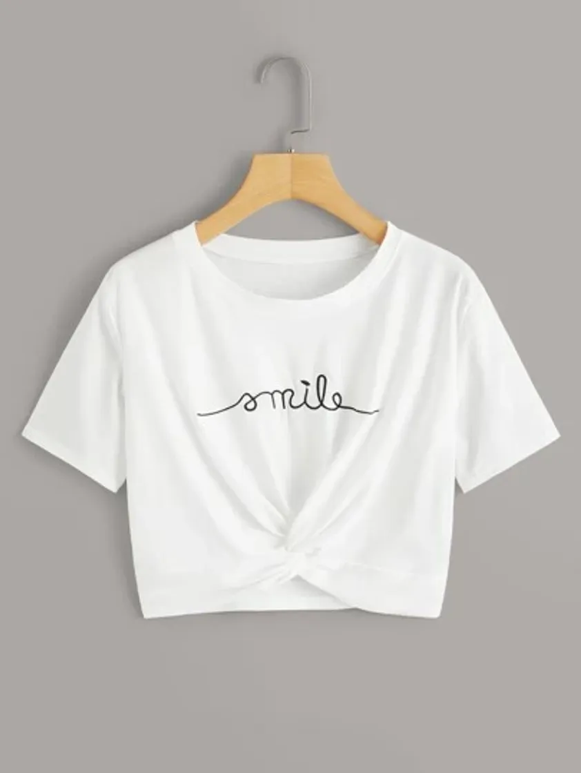 Moda Letter Embroidered Twist Tee | SHEIN Singapore