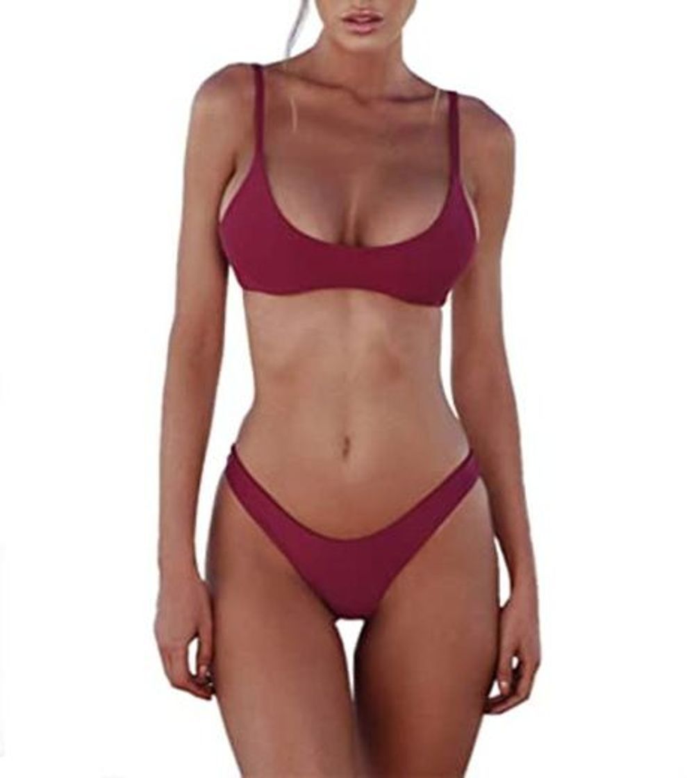 Producto heekpek Bikinis Mujer 2019 Brasileños Bañador Ropa de Baño Push Up Dos Piezas con Relleno Traje de Baño de Tubo Color Liso