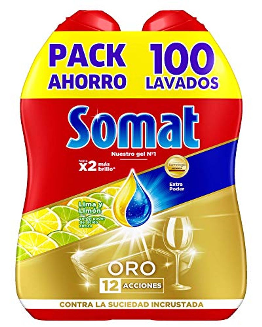 Productos Somat Oro Gel Detergente para Lavavajillas Limón 2x50 Lavados